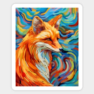 Spectrum Fox: Radiant Op Art Red Fox Design Sticker